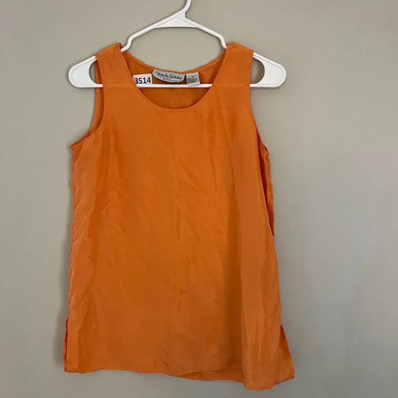 Diane Von Furstenberg Womens Orange Blouse XS Sleeveless Silk Tank Summer Casual - Picture 4 of 9